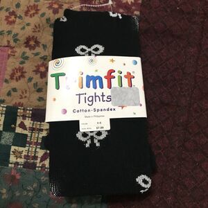 NWT Girl's Trimfit Cotton/Spandex Tights Size 4-6 Black